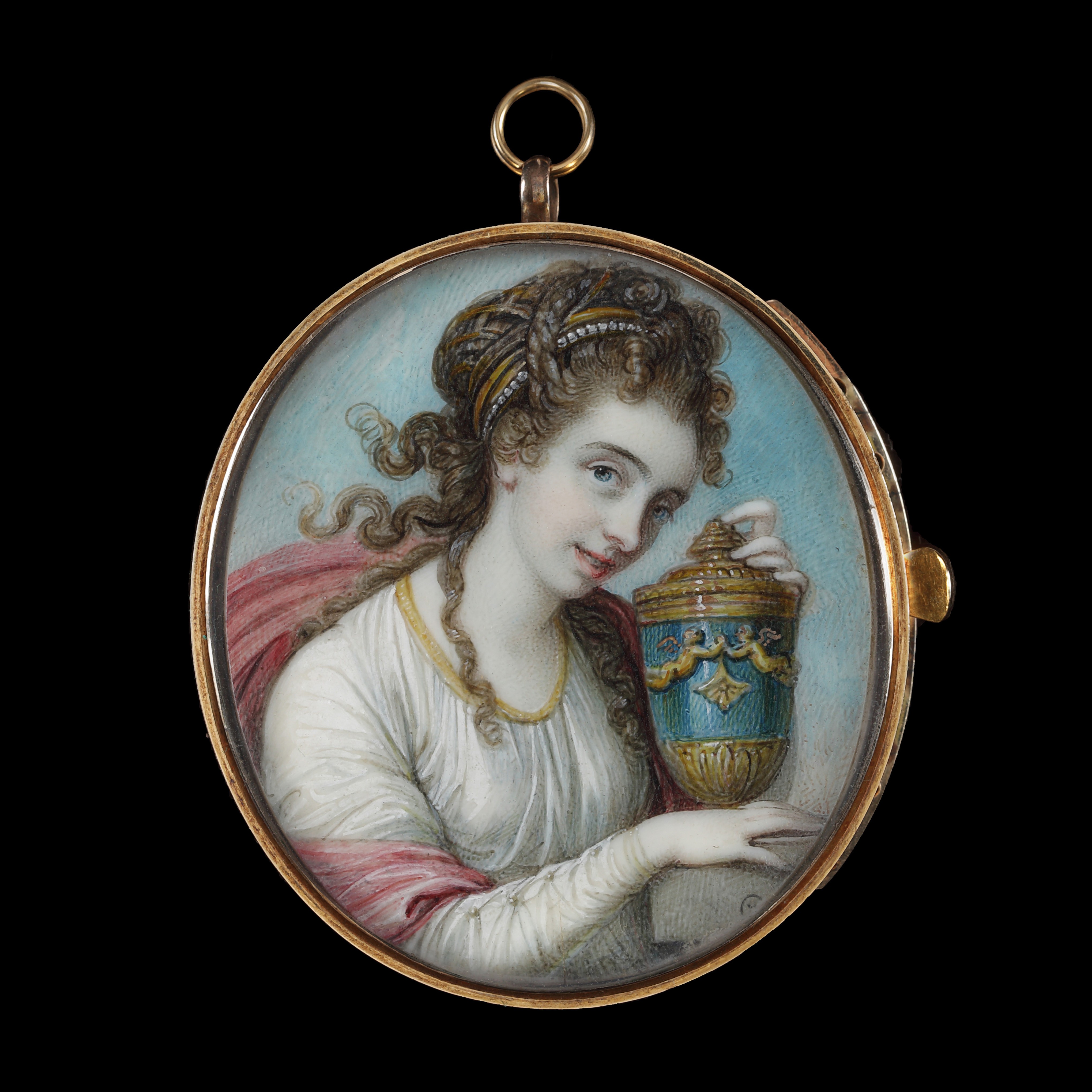 Portrait miniature of a Lady or an Actress, possibly in the guise of Artemisia holding the ashes of Mausolus